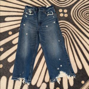 Distressed Blue Crop Denim